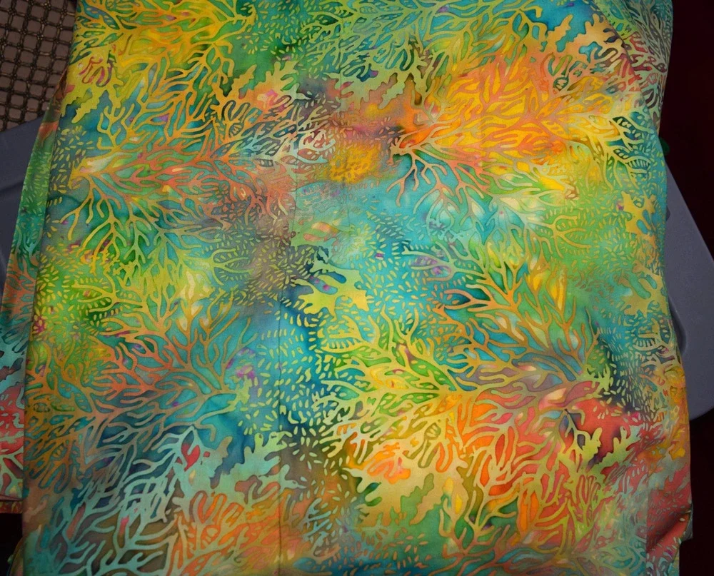 Premium 100% Cotton Batik Fabric – Coral Reef Tropical Ocean Print 4 Yards x 44
